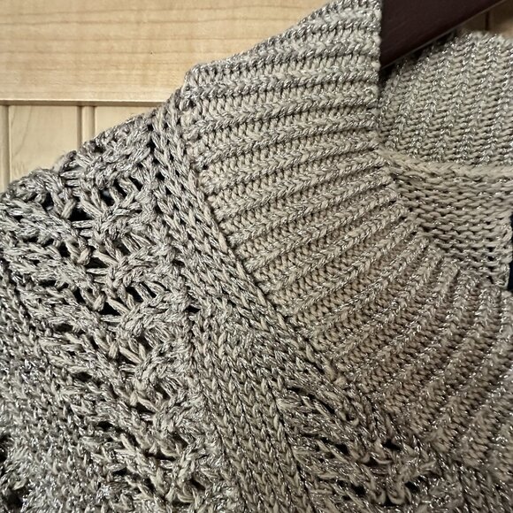 Gap Pointelle Mockneck Sweater Lightweight Metallic Gold Shimmer NWT Size XXL - Picture 5 of 8